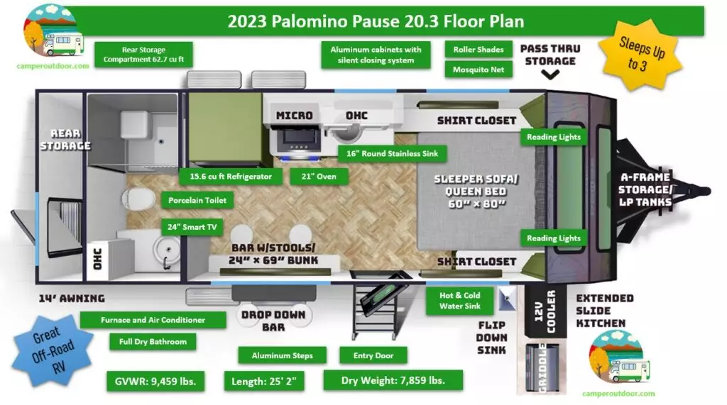 Palomino Pause RV 20.3 Floor plan review
